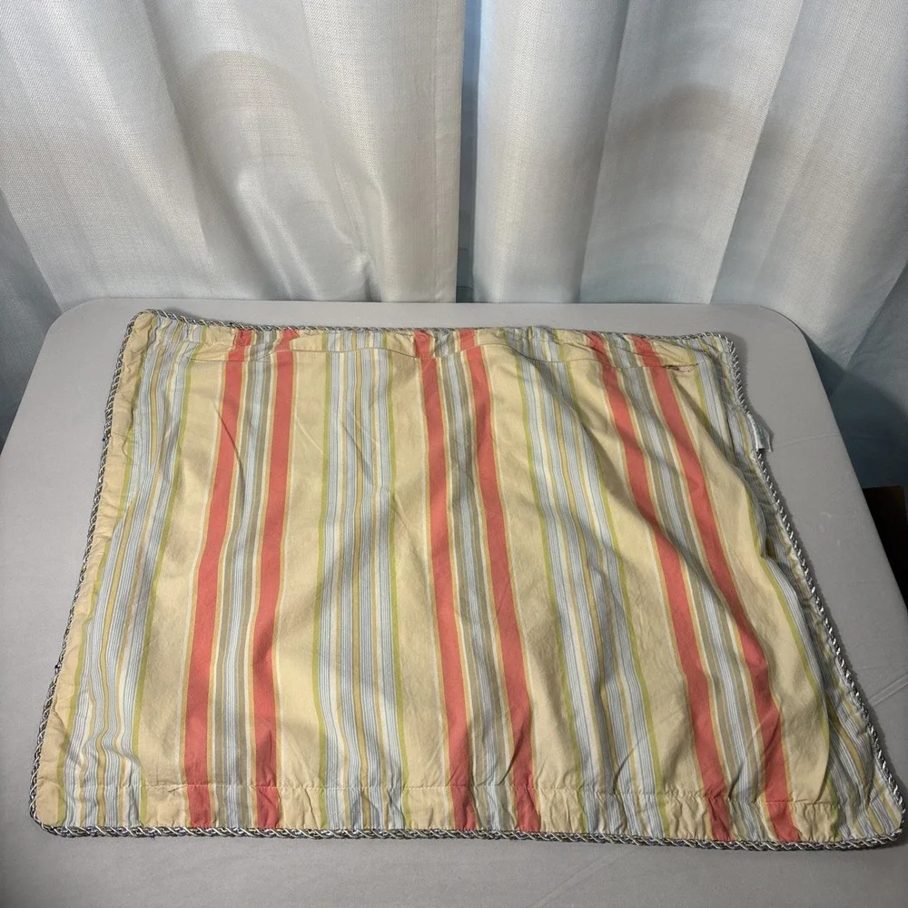 (2) Waverly Charleston Chirp Bird Floral Pillow Sham Standard Farmhouse Striped